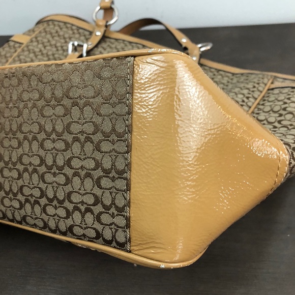 Coach Bags | Coach Signature C Print Tan Leather Trim Tote | Poshmark